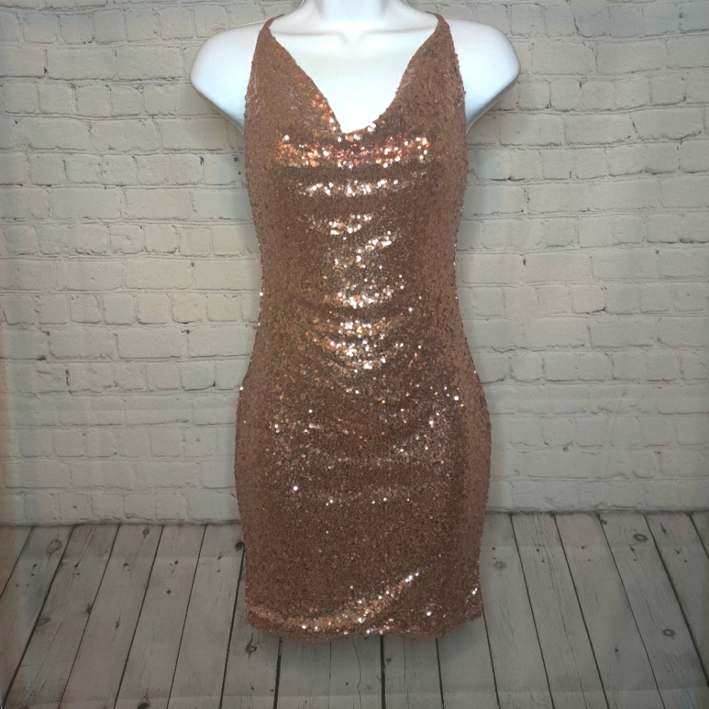 Fashion Nova - Gold Sparkling Dress